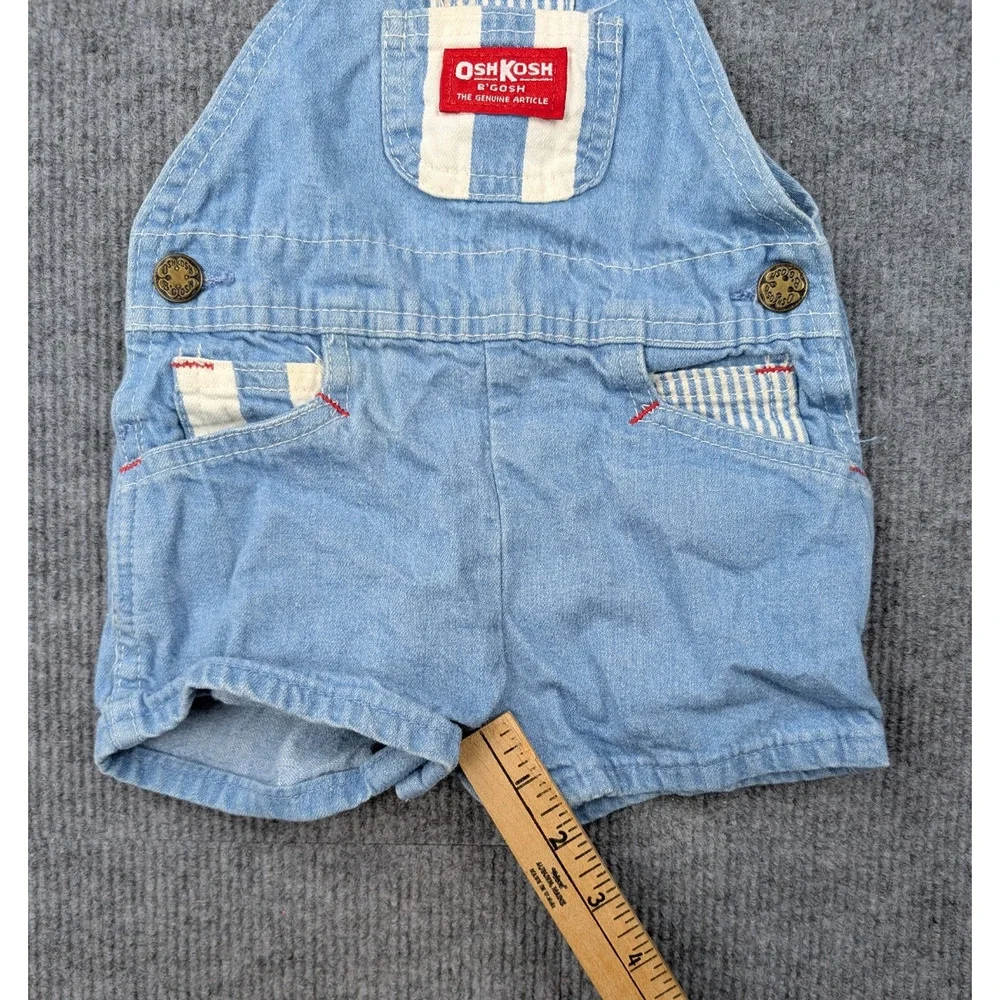 Vintage OshKosh B'Gosh Overalls Baby 12M Railroad Stripes USA Made Vestback Shor